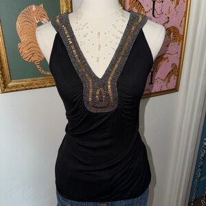 Embellished Cache Black Sleeveless Top